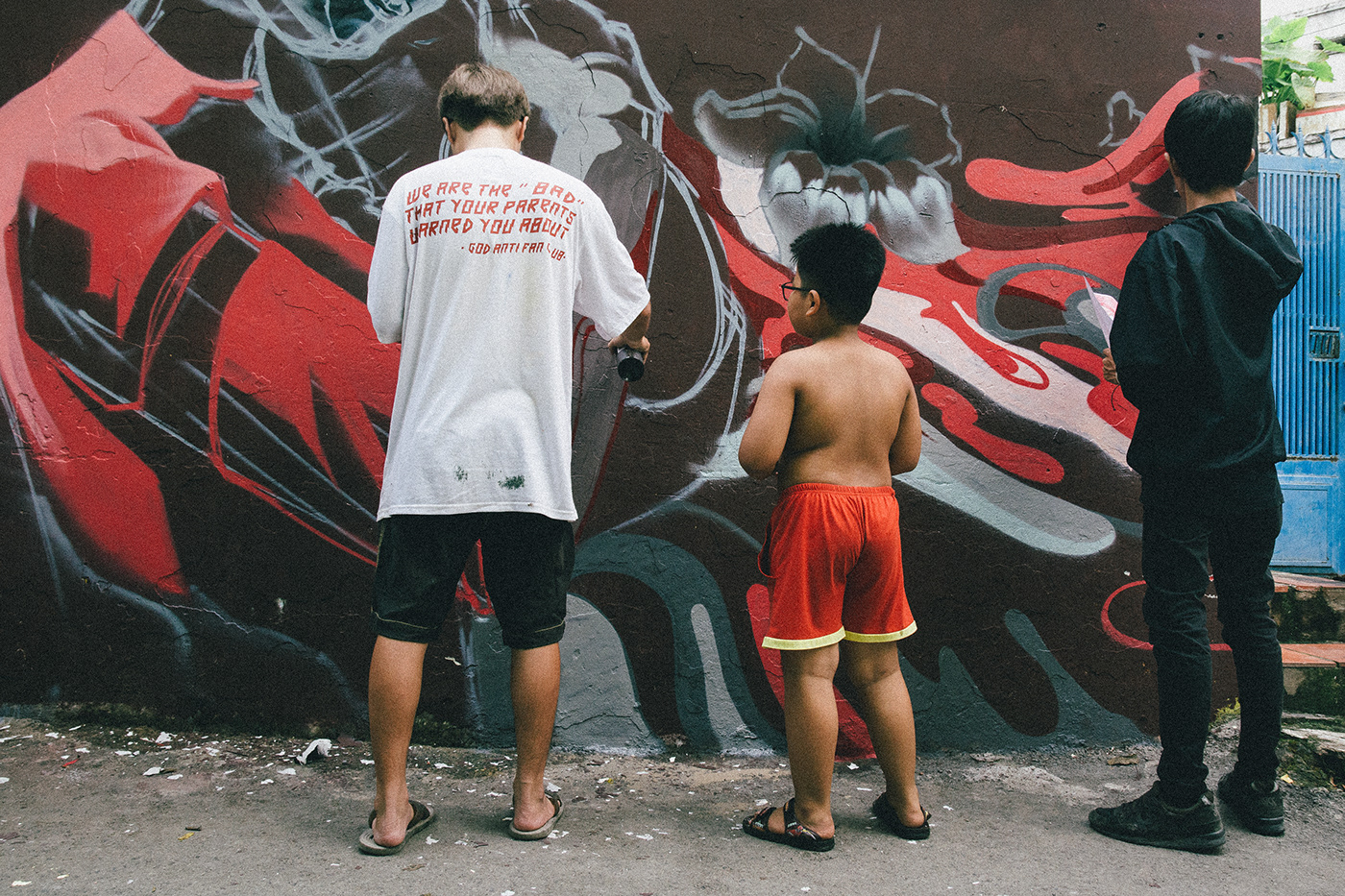Graffiti Street Art  red mother Protect DNA Love ILLUSTRATION 