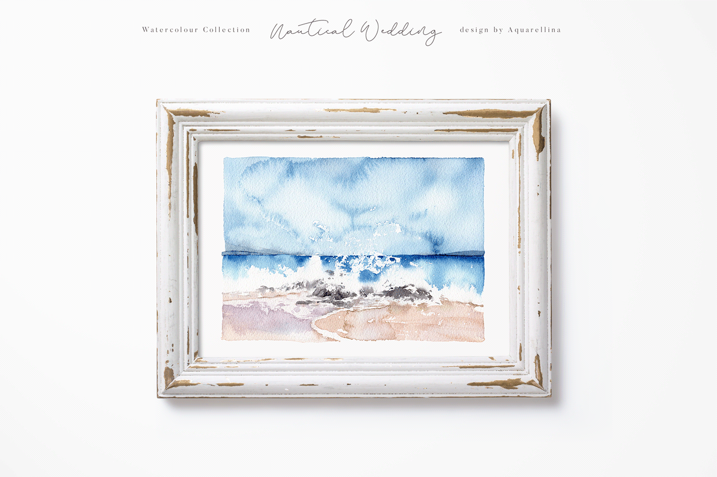 clipart illustrations invitations Landscape nautical Ocean sea watercolour wedding wedding stationery