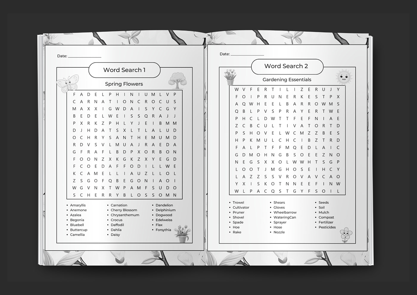 word search puzzles Puzzle games educational games Mind Challenges Printable Puzzles learning activities KDP Interior amazon low content activity book word search