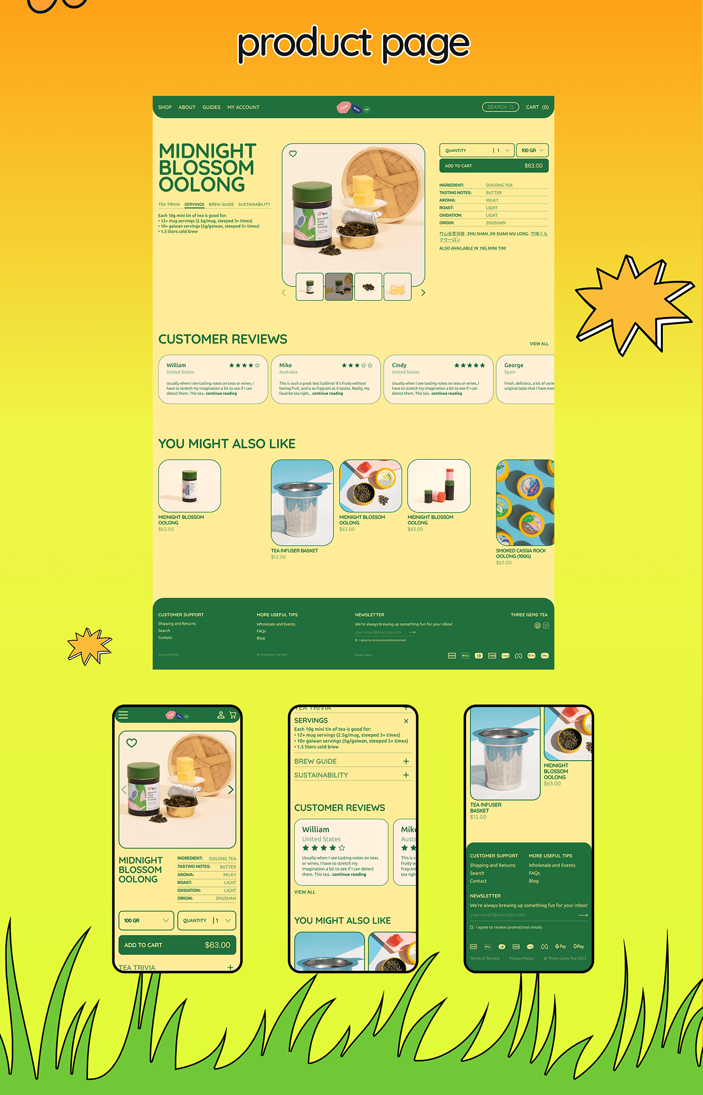 e-coomerce online store ux/ui bright design colorful Figma tea uprock