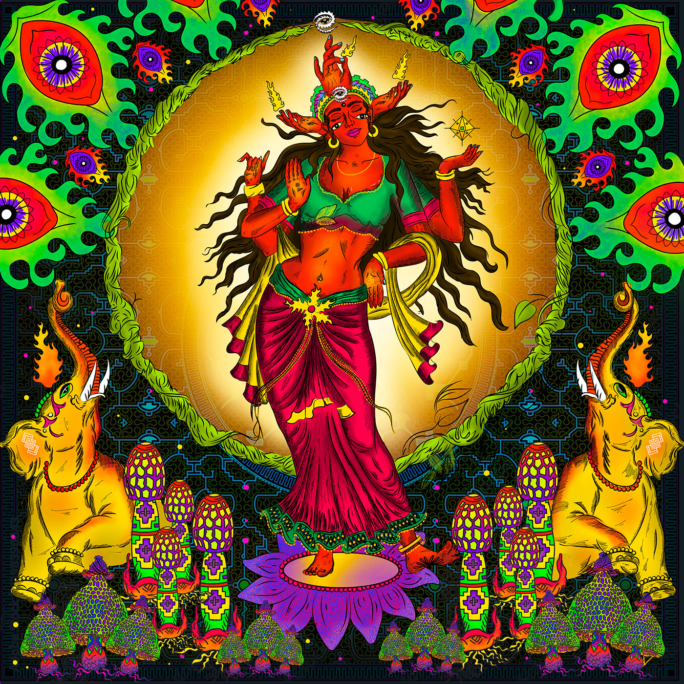 Character design  concept art goddess ILLUSTRATION  laxmi mythology psilocybin psychedelic psychedelicart   shrooms