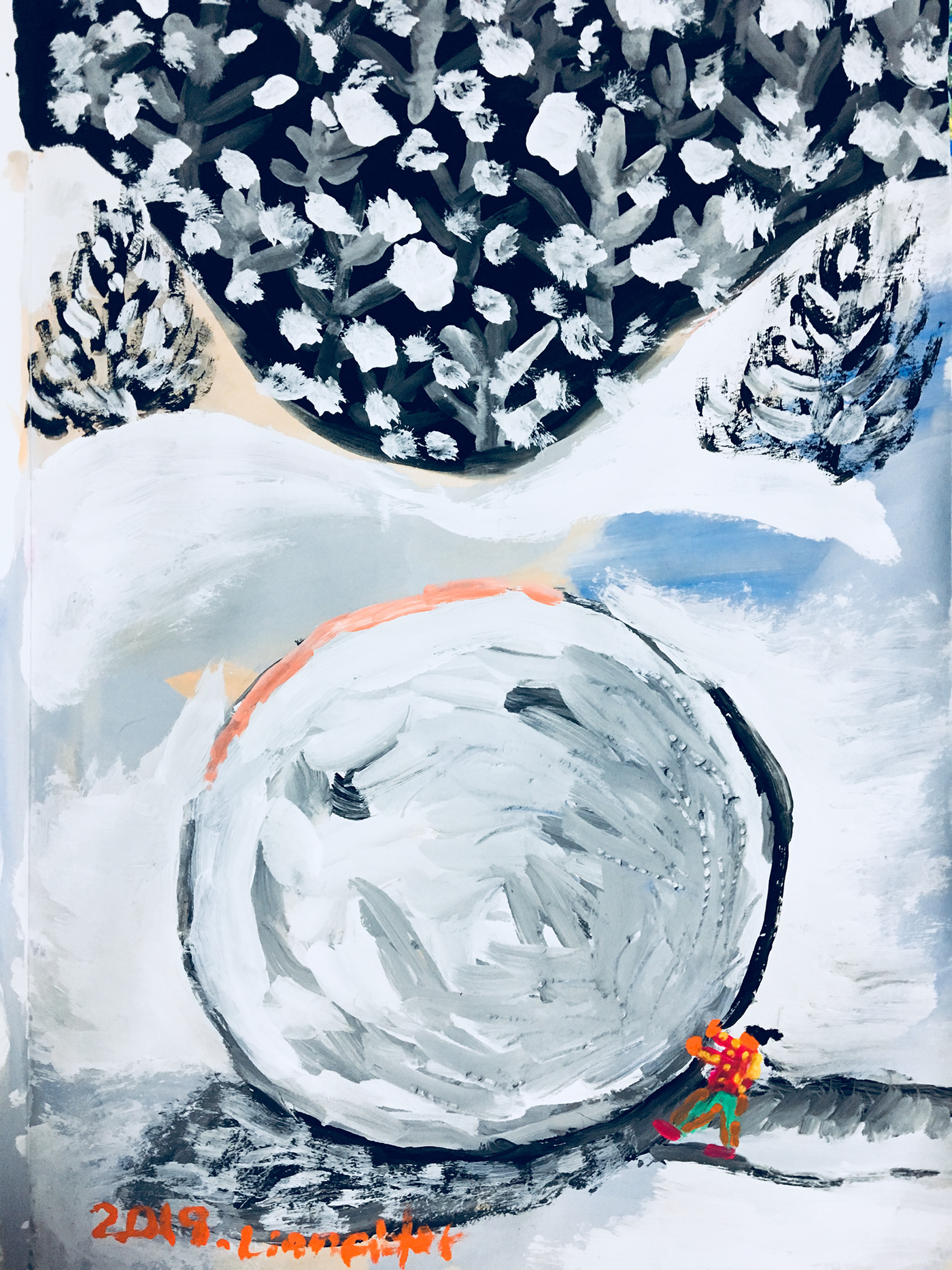ILLUSTRATION  Drawing  snowball winter snow Roll snowfield White image art colorful pictures painting   artwork Illustrator