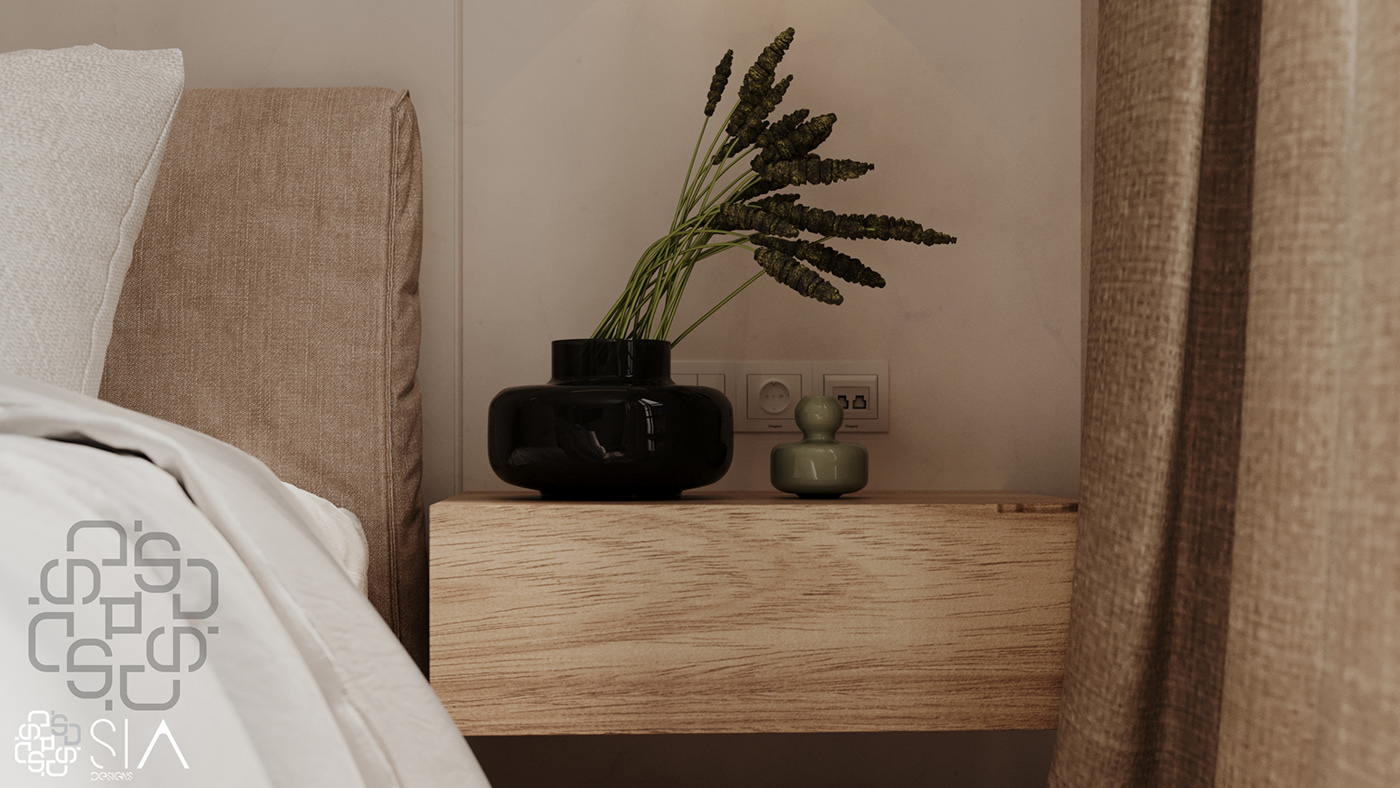 3ds max architecture bedroom corona earthy bedroom interior design  Japandi modern Render visualization