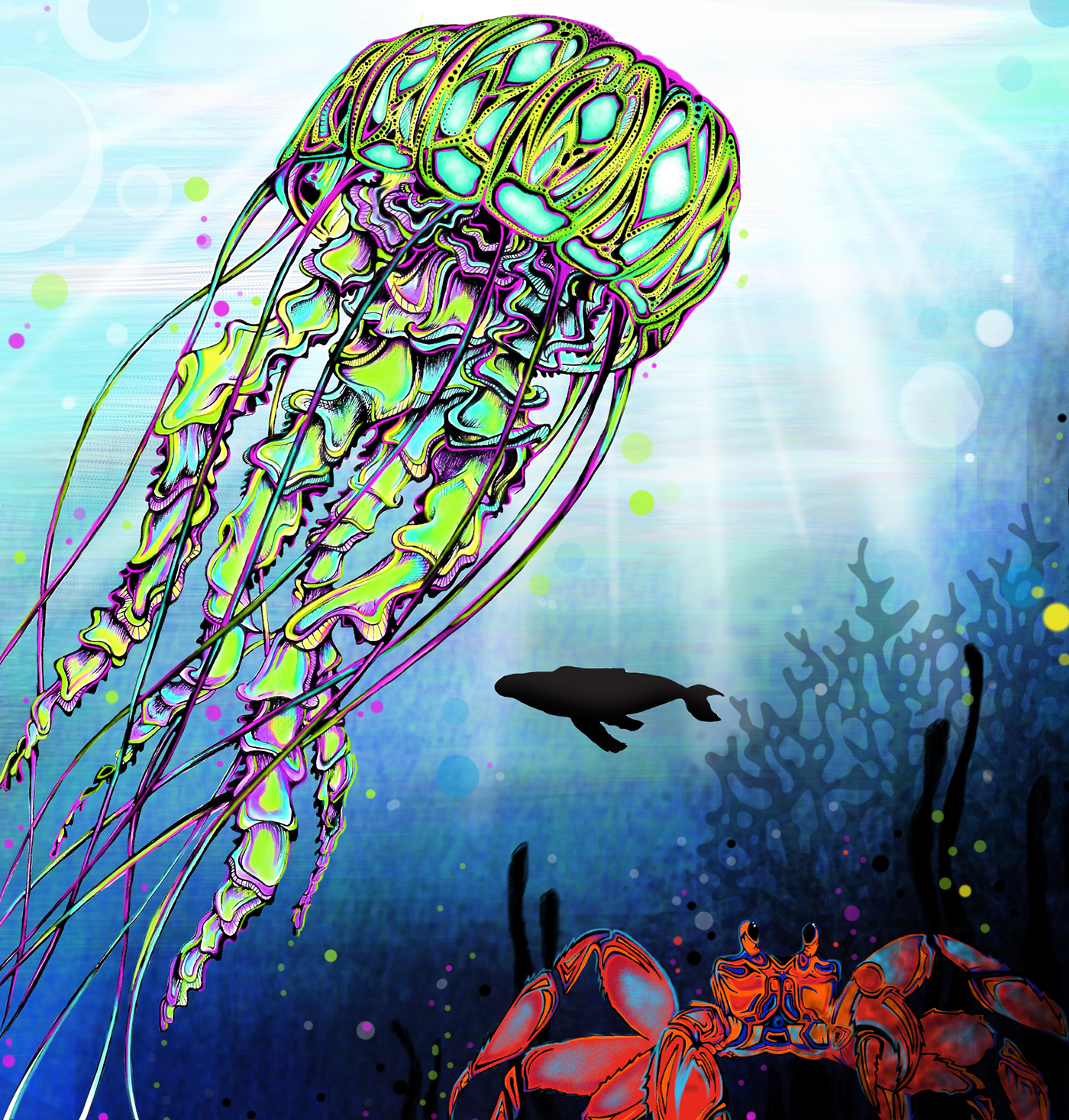 digital painting digital graphic design  ILLUSTRATION  Drawing  underwater sea life art Perspective digital artist