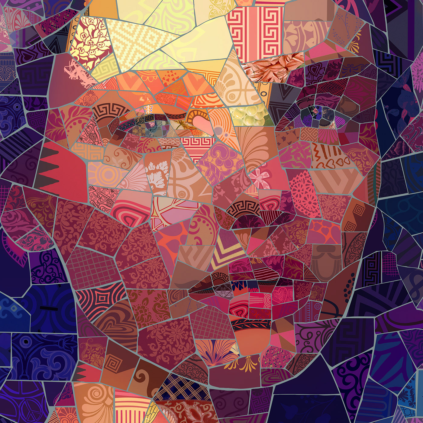 celebrities photomosaic photocollage Digital Mosaic Fashion Pattern pattern design  celebrity portraits colorful emotions Fashion Inspired Trendsetting Creatives