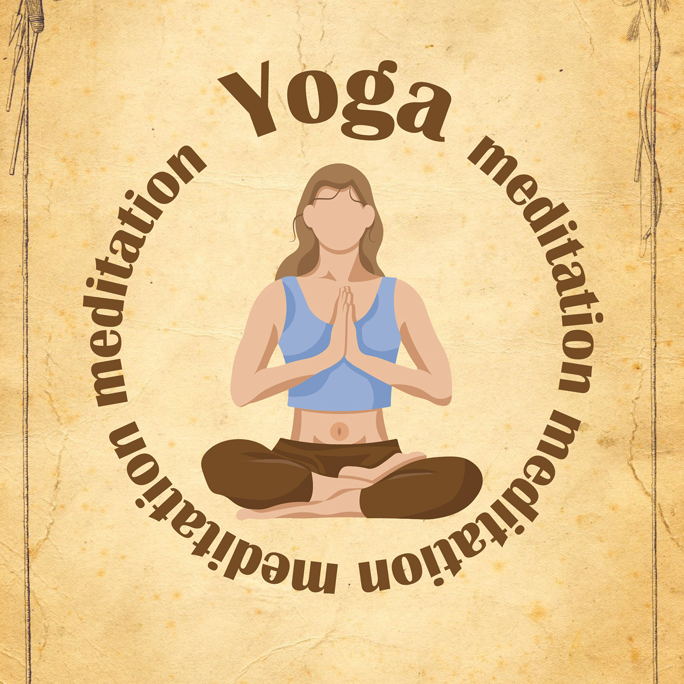 Yoga meditation Mandala faceless flat illustration yoga studio yogacenter