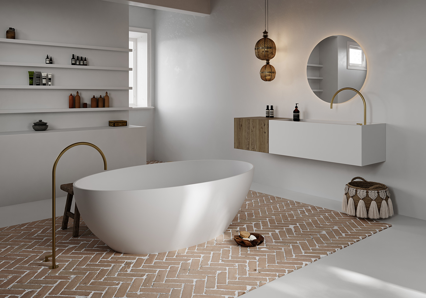 bathroom brand branding  CGI gold Interior Morocco Render visualization White