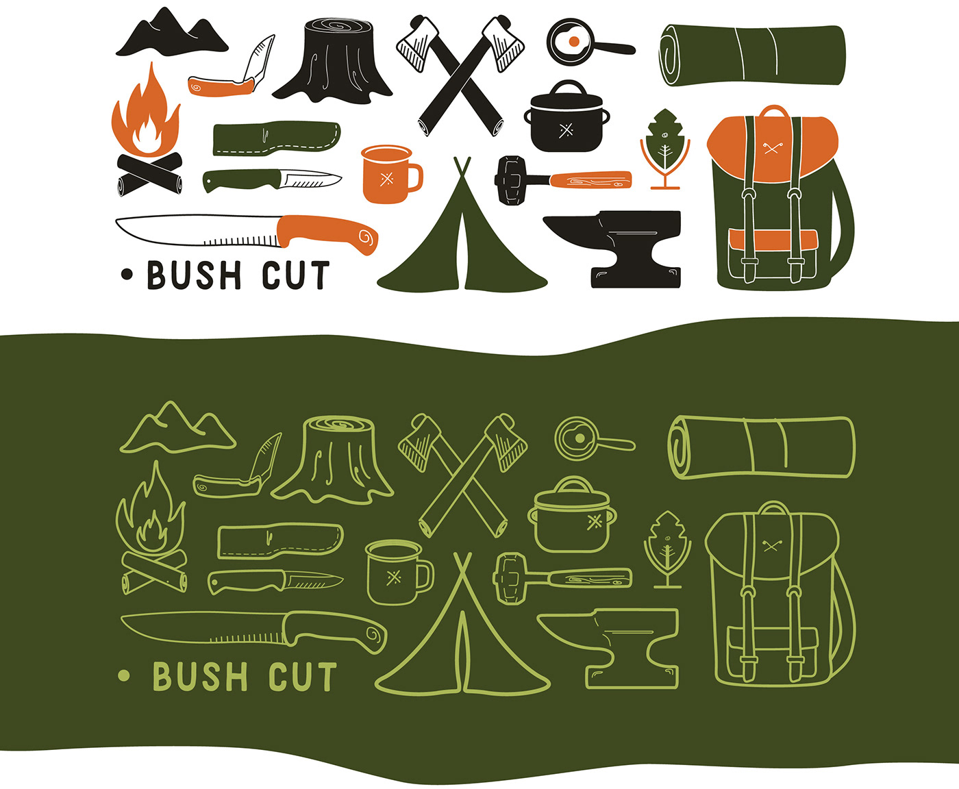 Bushcraft ID Visual brand #cutelaria design art direction graphic design  marca visual identity logo