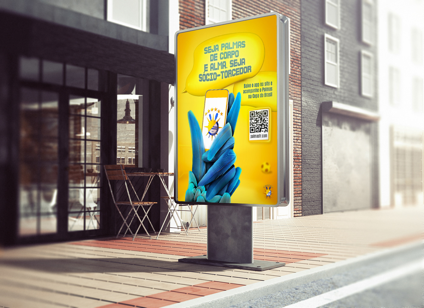 futebol app campanha publicidade publicity campaign yellow blue macaw arara