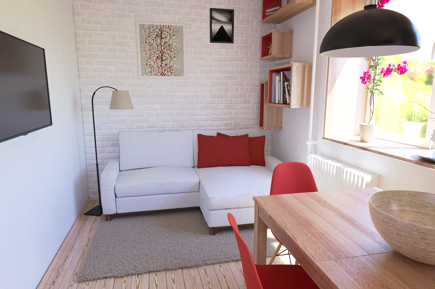 Interior flat kitchen Moscow living room Scandinavian Style light simple Minimalism