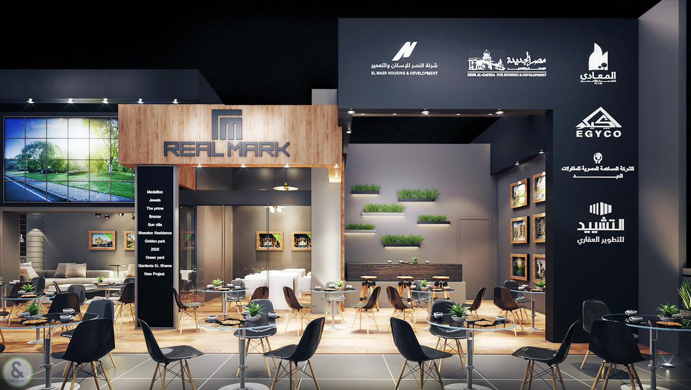 3D booth design Exhibition  real estate Real Mark Stand