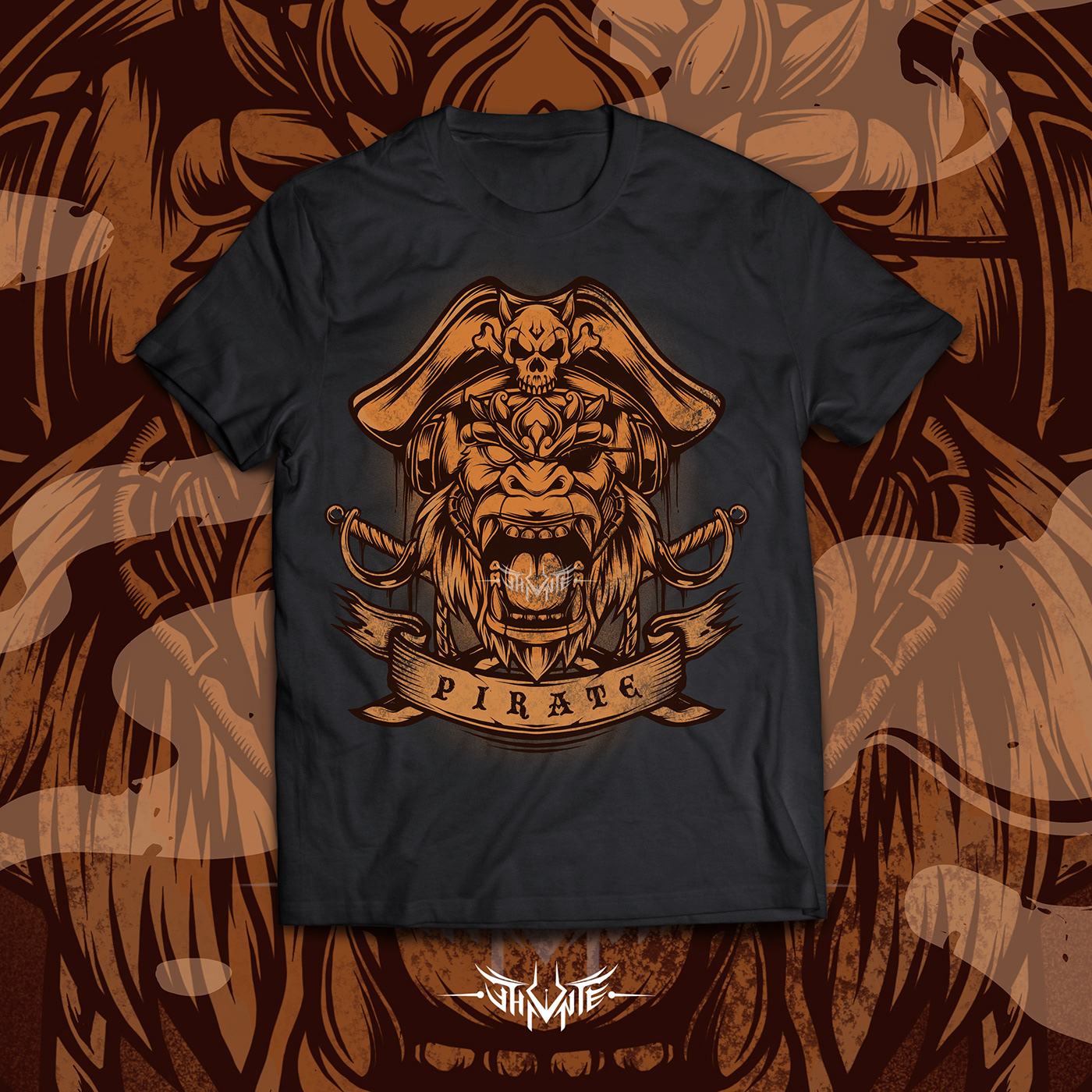 animal ape beast design esport logo gorilla ILLUSTRATION  logo Logo illustration Mascot pirate tees Tshirt Design vhiente