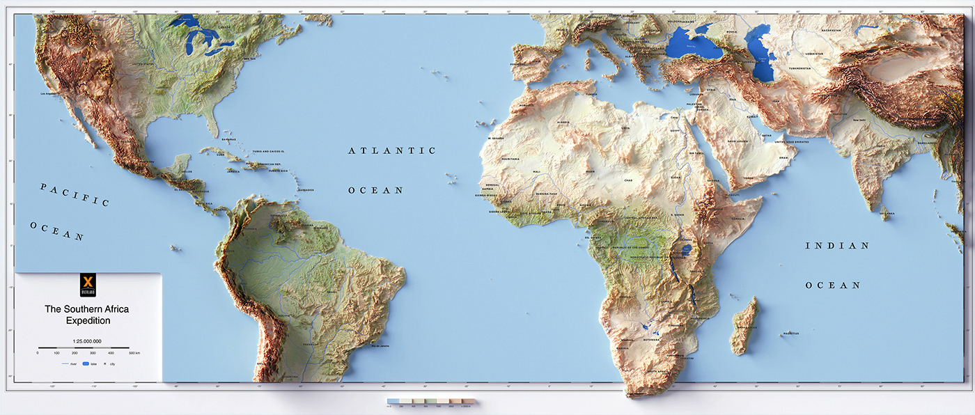 data visualization cartography information design World Map africa videography 3D Landscape map design Digital Art  shaded relief