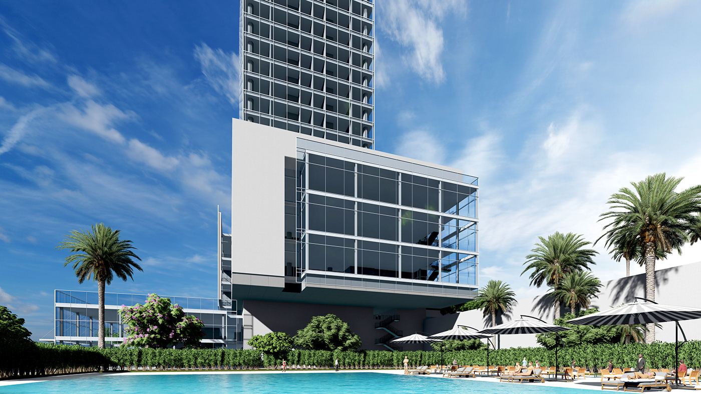 architecture BIM design hotel Landscape rendering resort tunisia Urban Design visualization