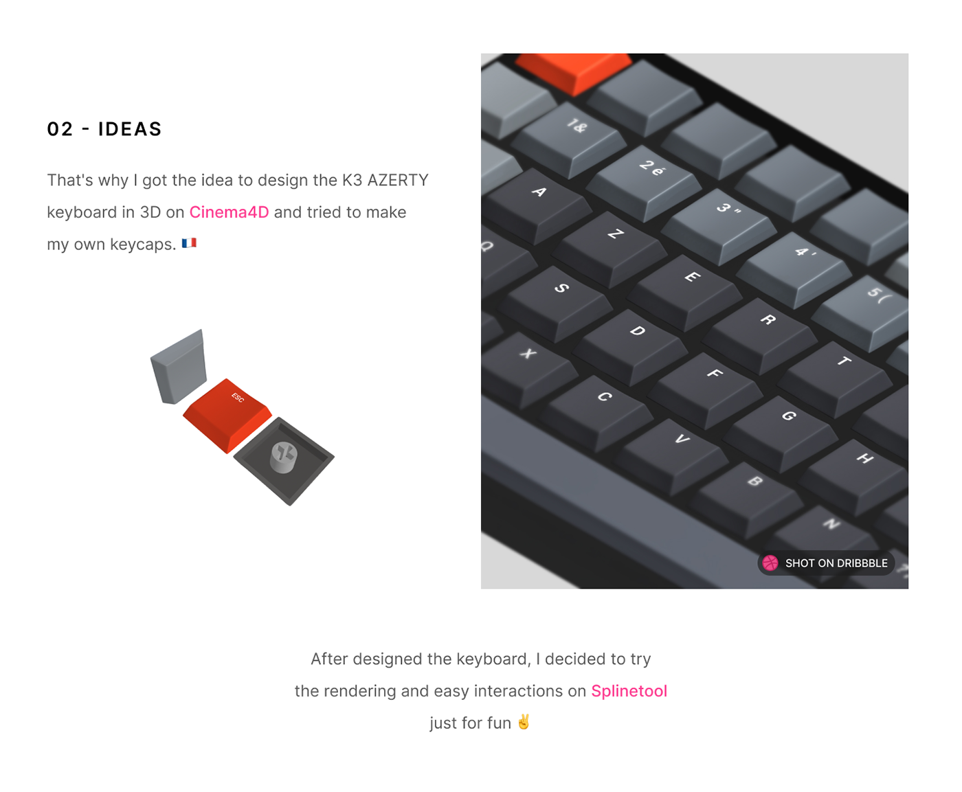 3D 3d printing cinema4d keyboard keycaps product Side project splinetool visual design