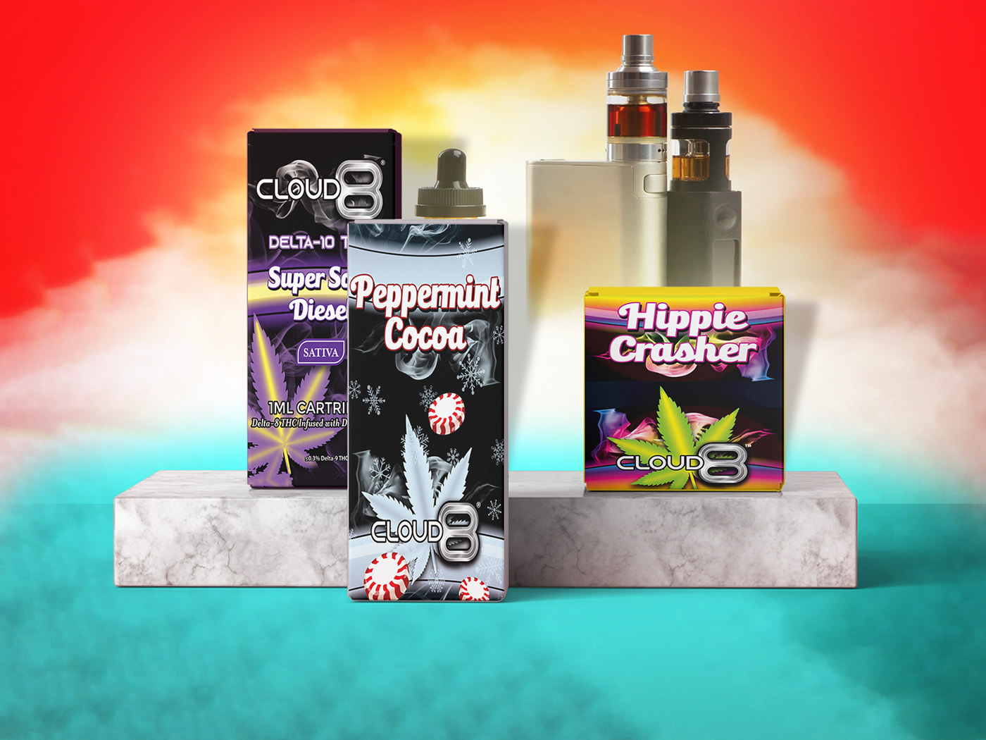 ecigarette vapor Liquid CBD cannabis THC packaging product design  eliquid vaporiser