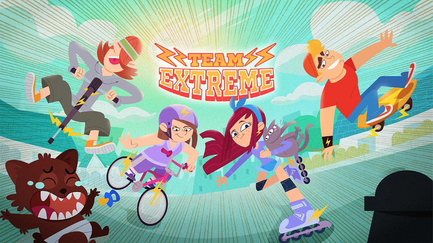 IP development Character extreme sports Extreme Team nucco brain studio London kids animate cartoon children Project story Fun