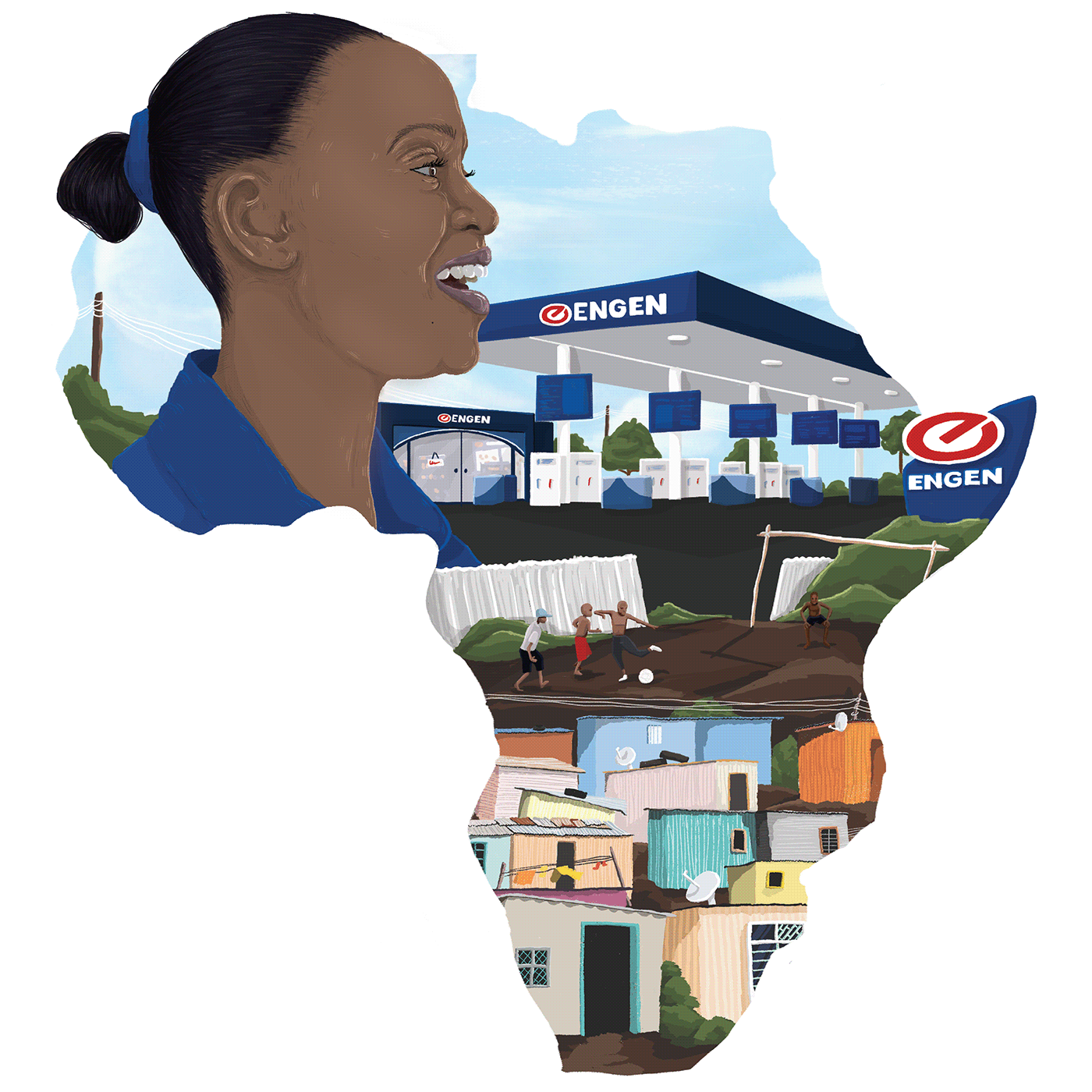 Mural painting   Community upliftment design 35 africa portrait Proudly South African petrol station ILLUSTRATION  narrative