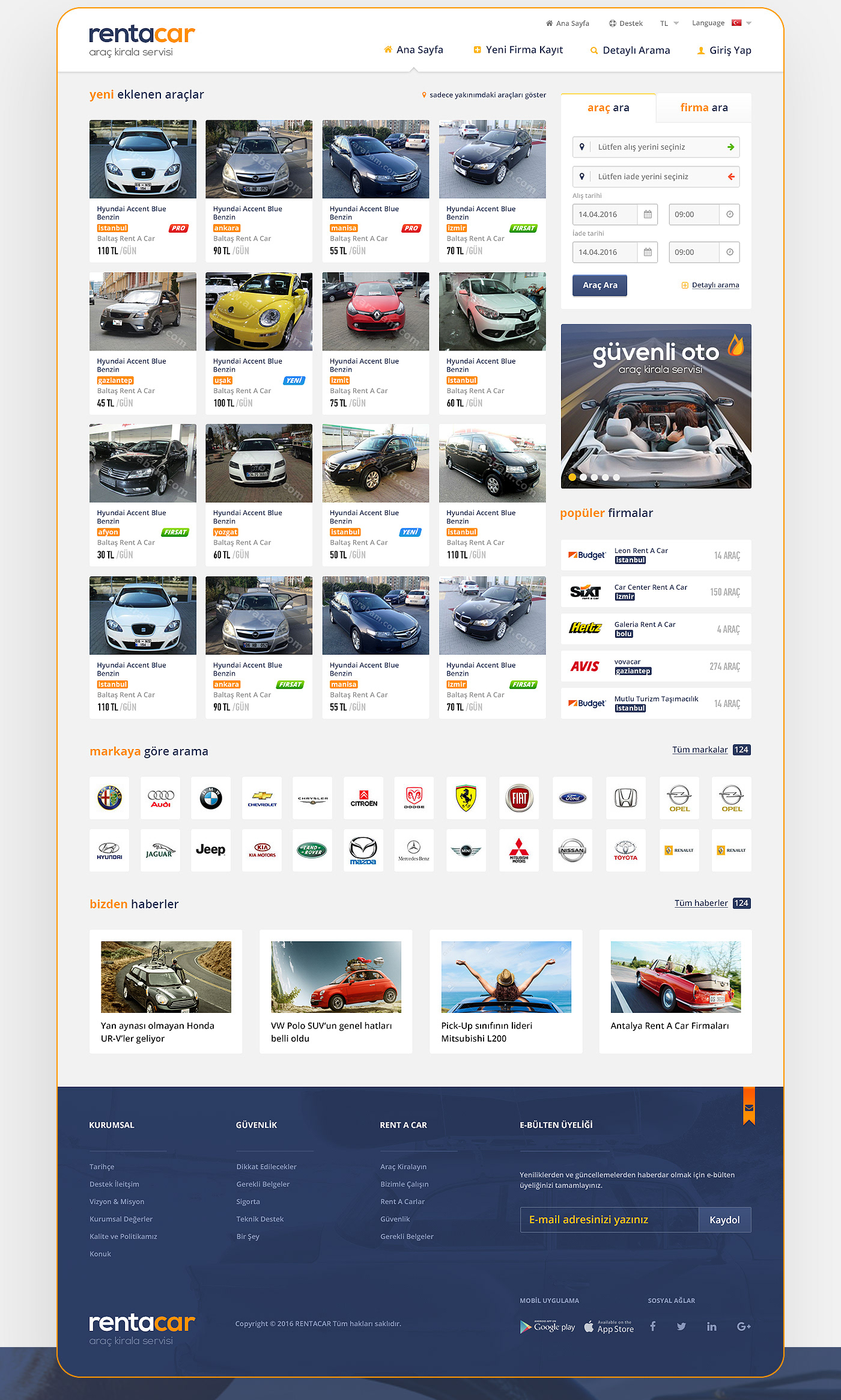 Web design UI ux css development web site car Rent