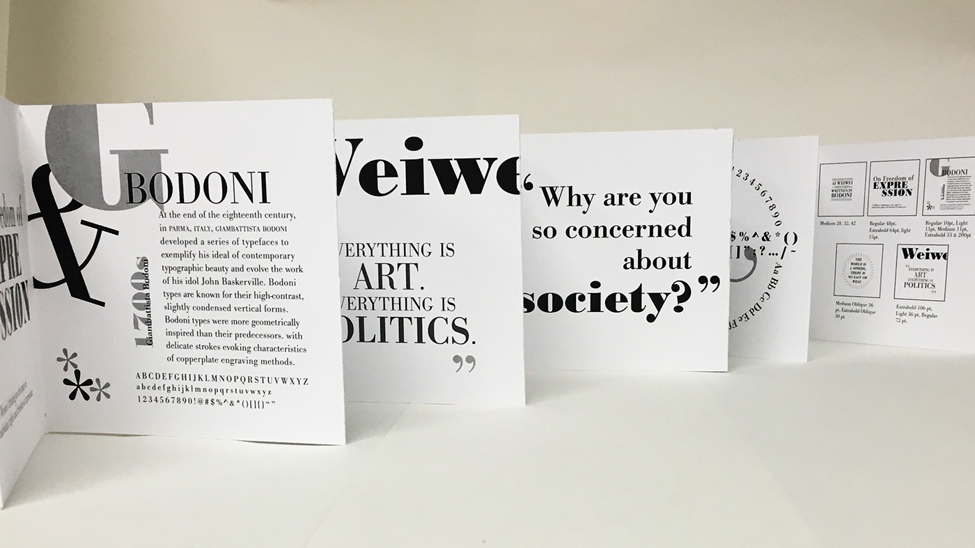 Booklet typography   bodoni Ai Weiwei typography design