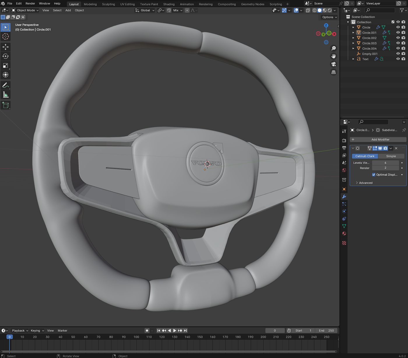 product design  3D visualization blender SketchUP enscape Render steering wheel Volvo car design