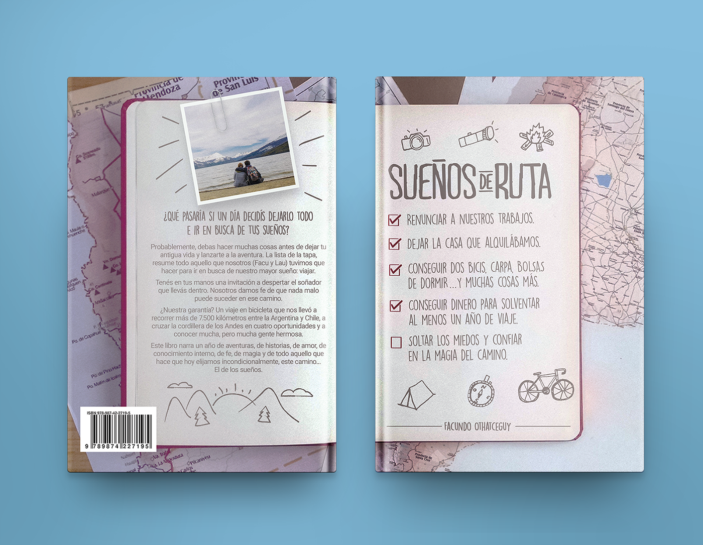 editorial diseño Cover Book Travel adventure dreams argentina chile Bicycle graphic design 