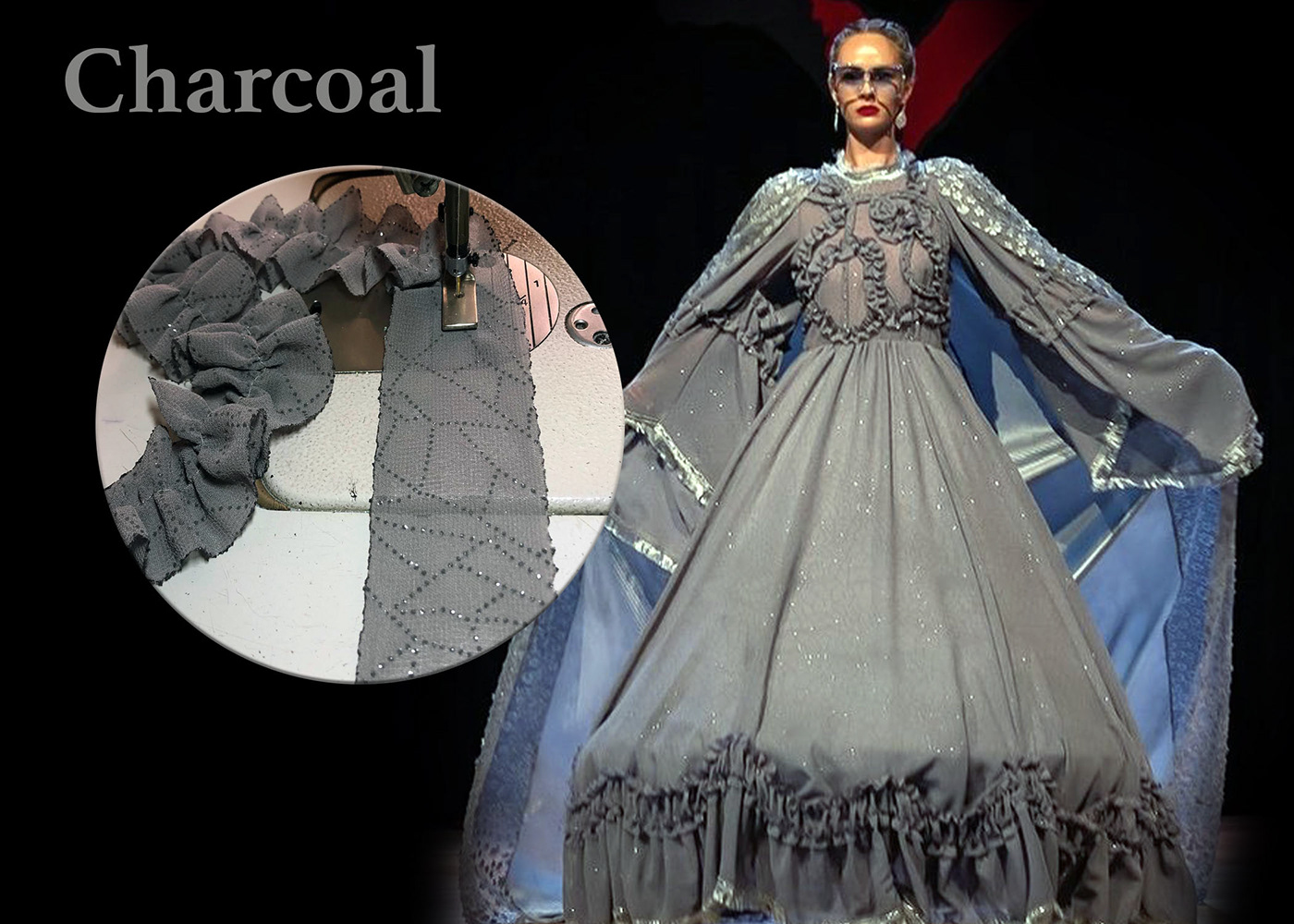 cape couture Fashion  fashionshow gowns grey Victorian