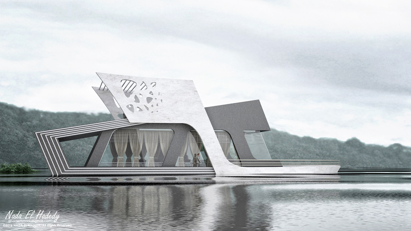 boat restaurant river yacht future modern design