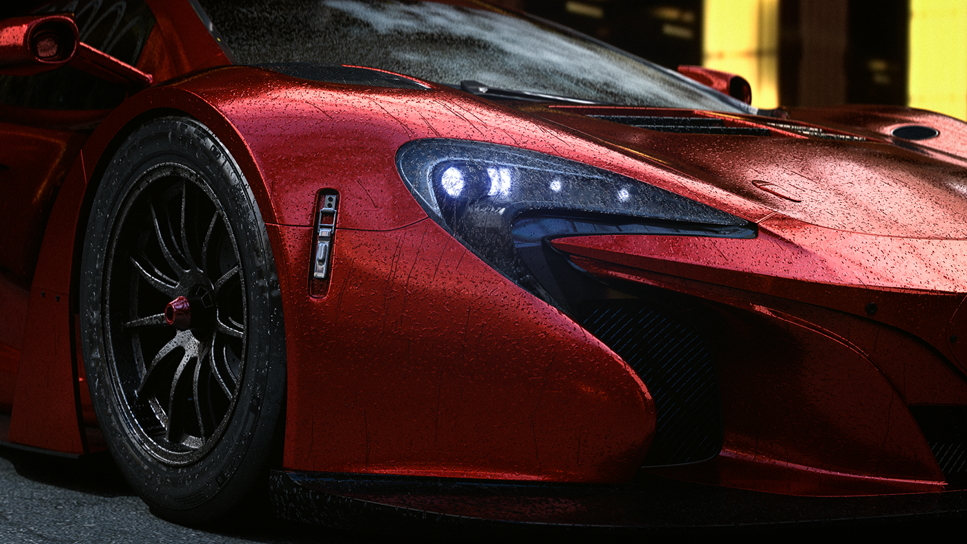 cinema 4d redshift render photoshop car render McLaren 650 GT3 Super Car render Car paint Redshift