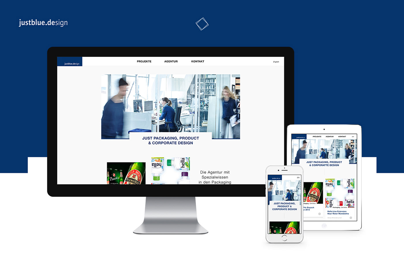 Website blue grid tiles stream modular Responsive ux UI mobile
