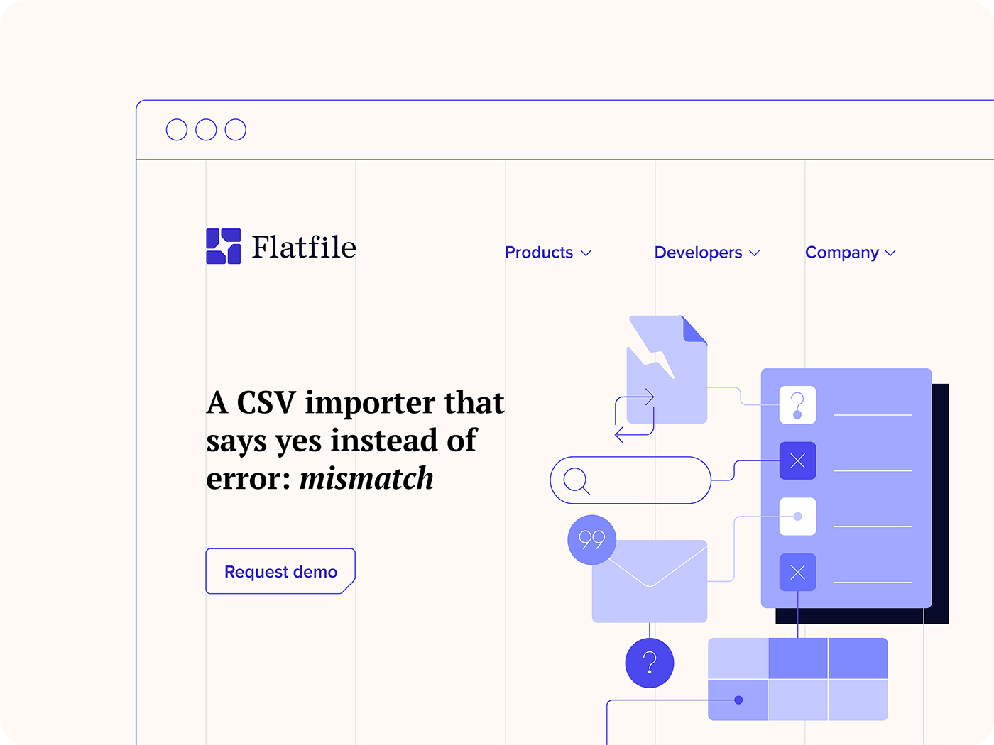 Initial conceptual direction for Flatfile's website design 