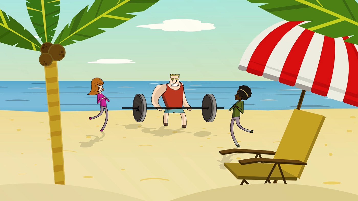 characters man muscle beach girls motion graphics 