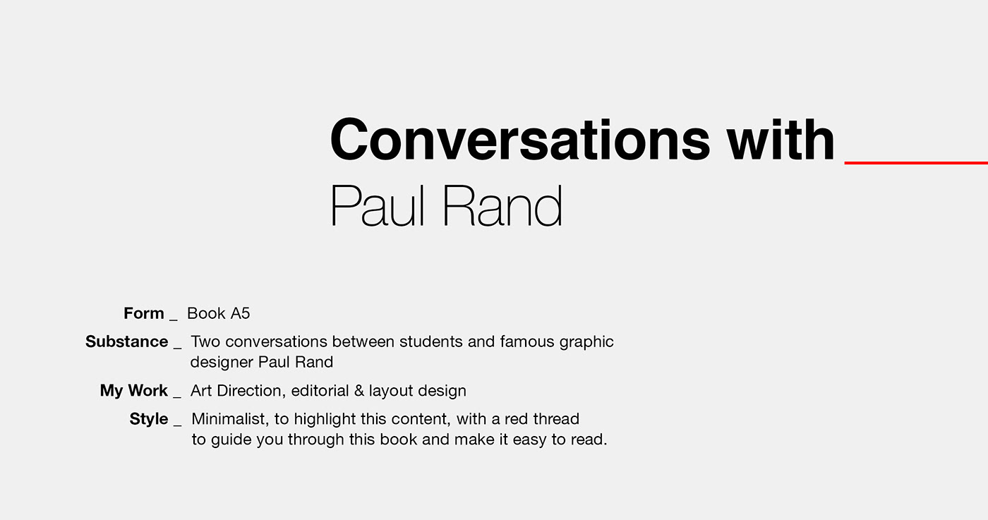 editorial Layout Paul Rand conversation interview dialogue minimalist Switzerland helvetica book