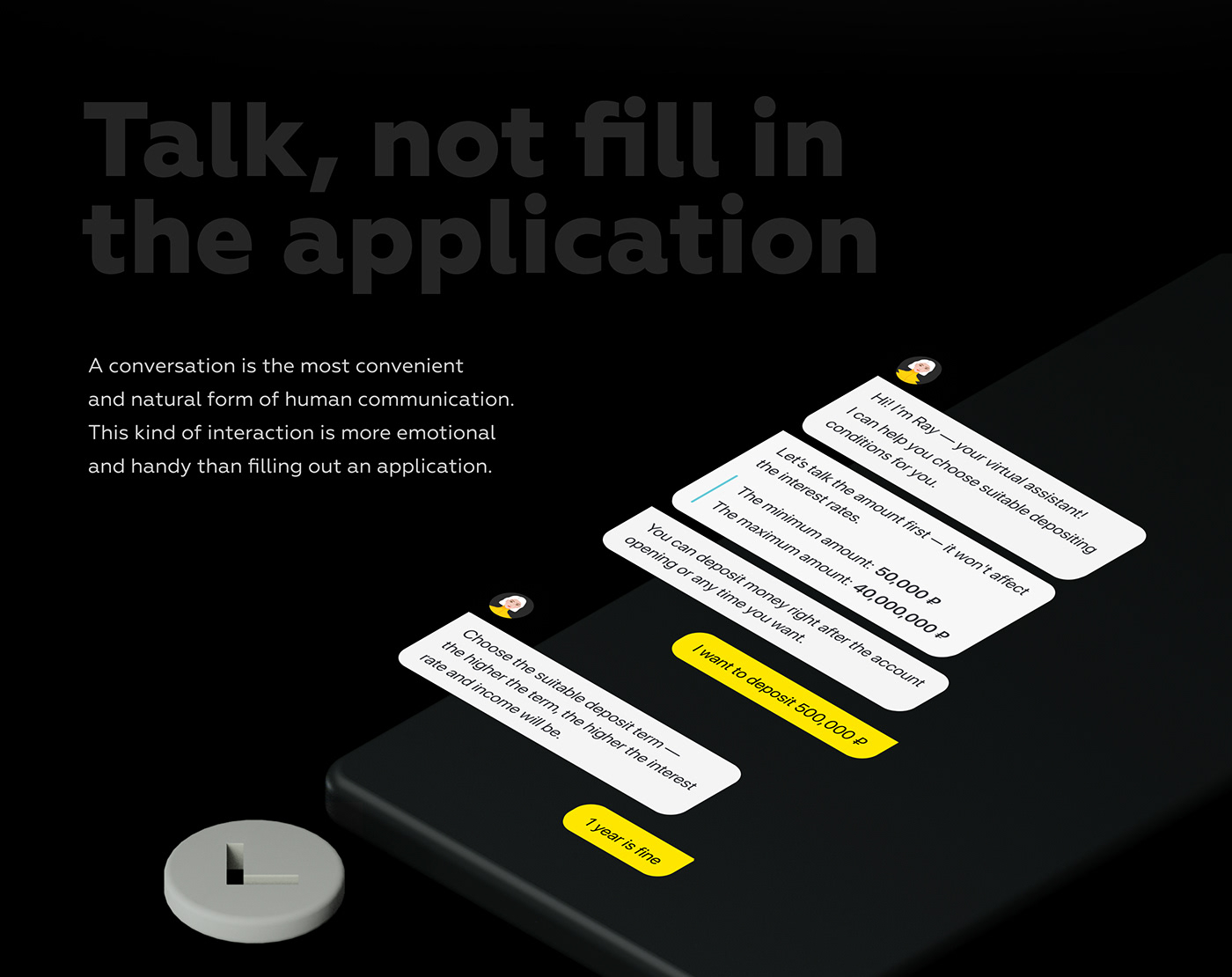 app Chatbot ios mobile product design  raiffeisen UI ux