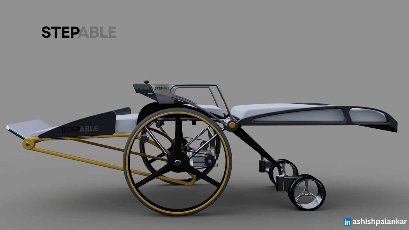 wheelchair healthcare medical innovation Technology creative industrial design  product design  strecher wheelchair cum stretcher