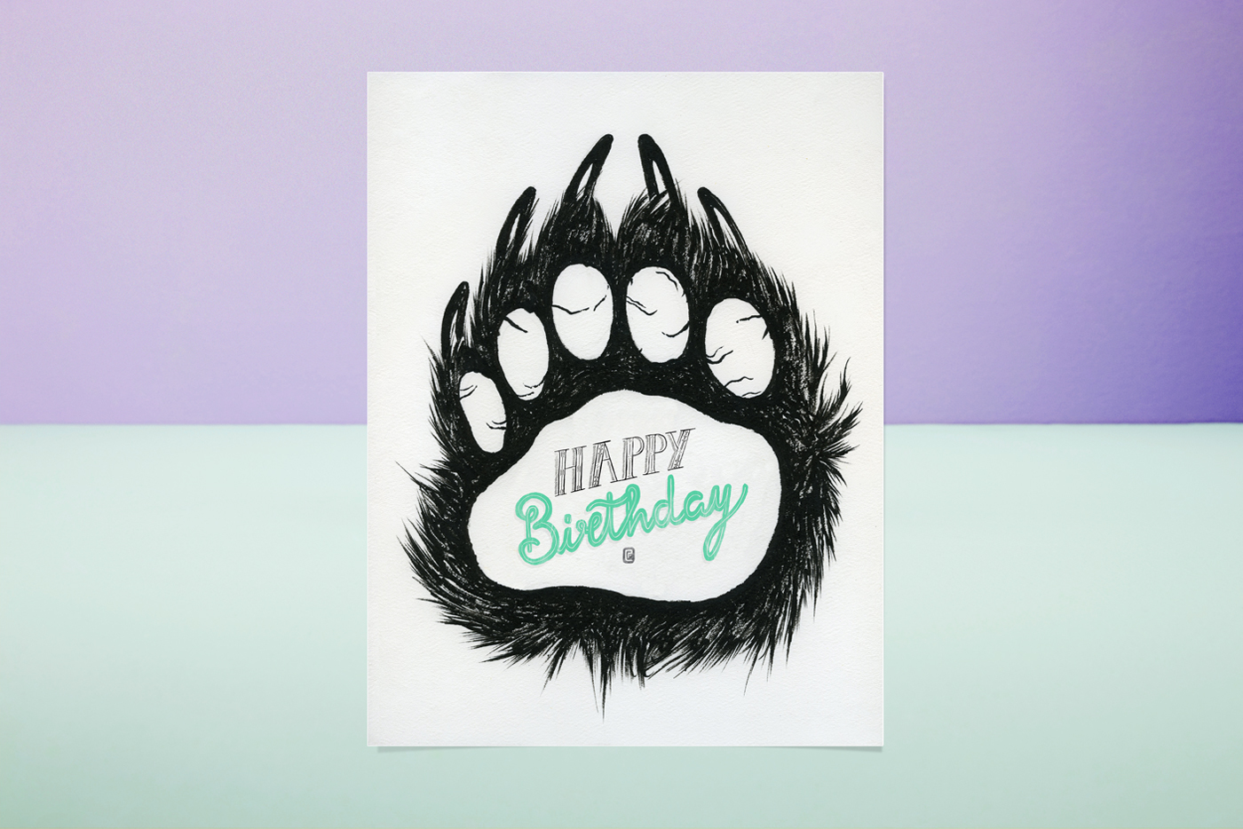 Anniversaire Carte carte d'anniversaire Birthday card birthday's card bear ours leg hair patte patte d'ours claws handtype Griffes