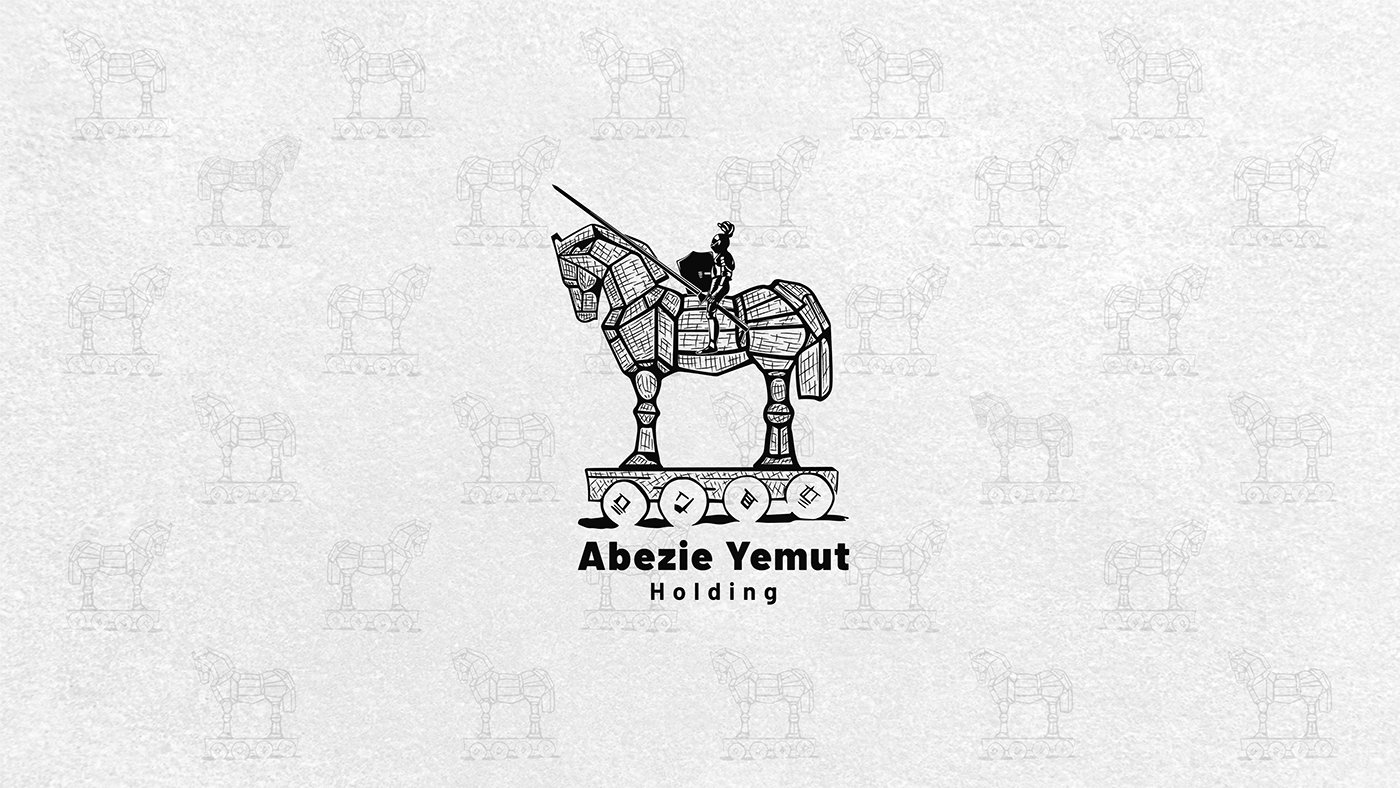 brand identity branding  Drawing  horse ILLUSTRATION  Logo Design Retro sketch Troyan horse vintage