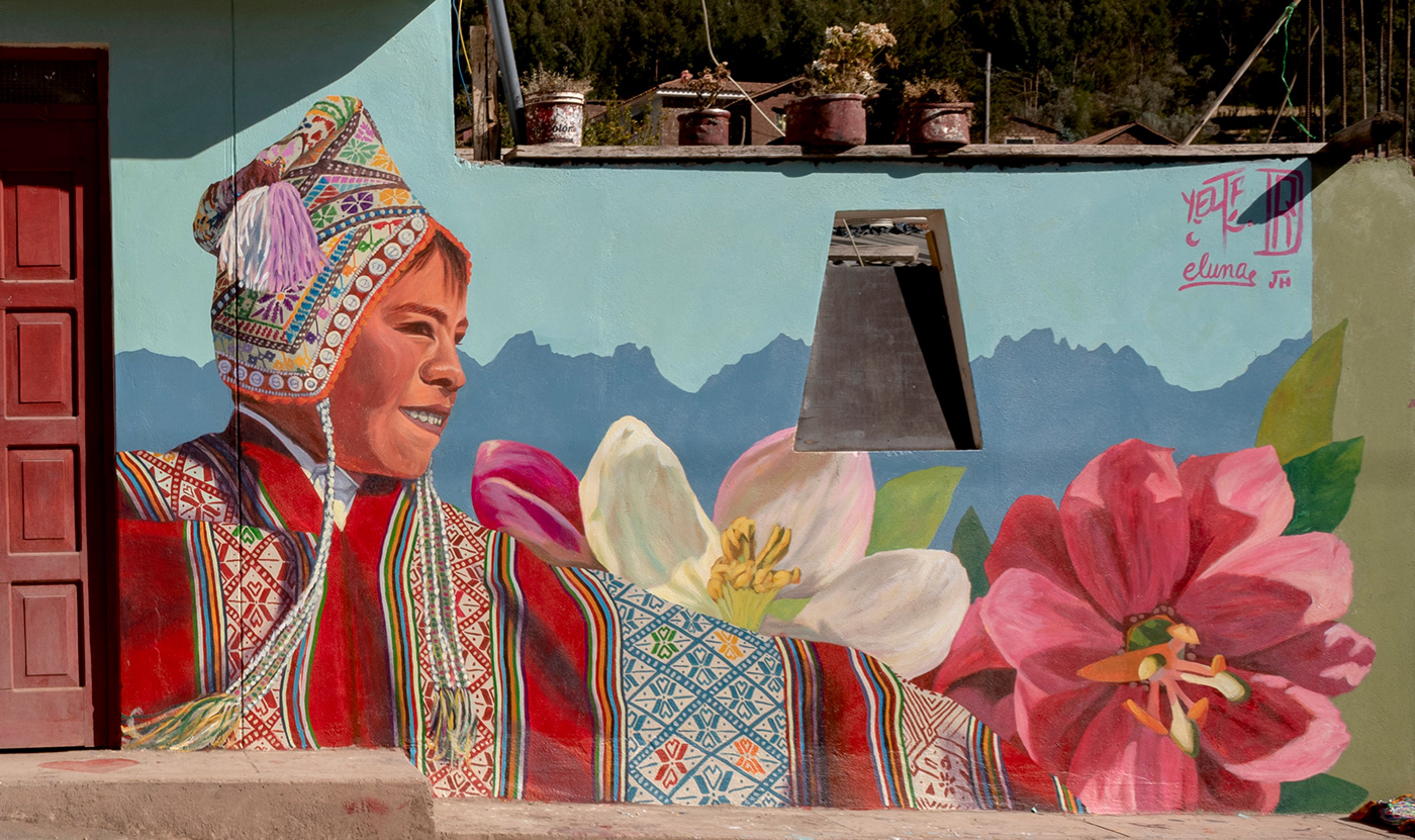 retrato arte arte mural arte urbano Street Art  cusco cultura folklor paisaje Flores niño cuzqueño pisaq