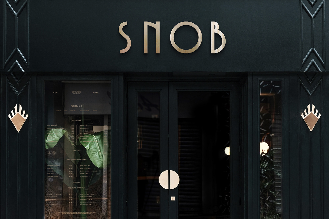 snob hotel marca logo art deco Paris Stationery cards menu luxury