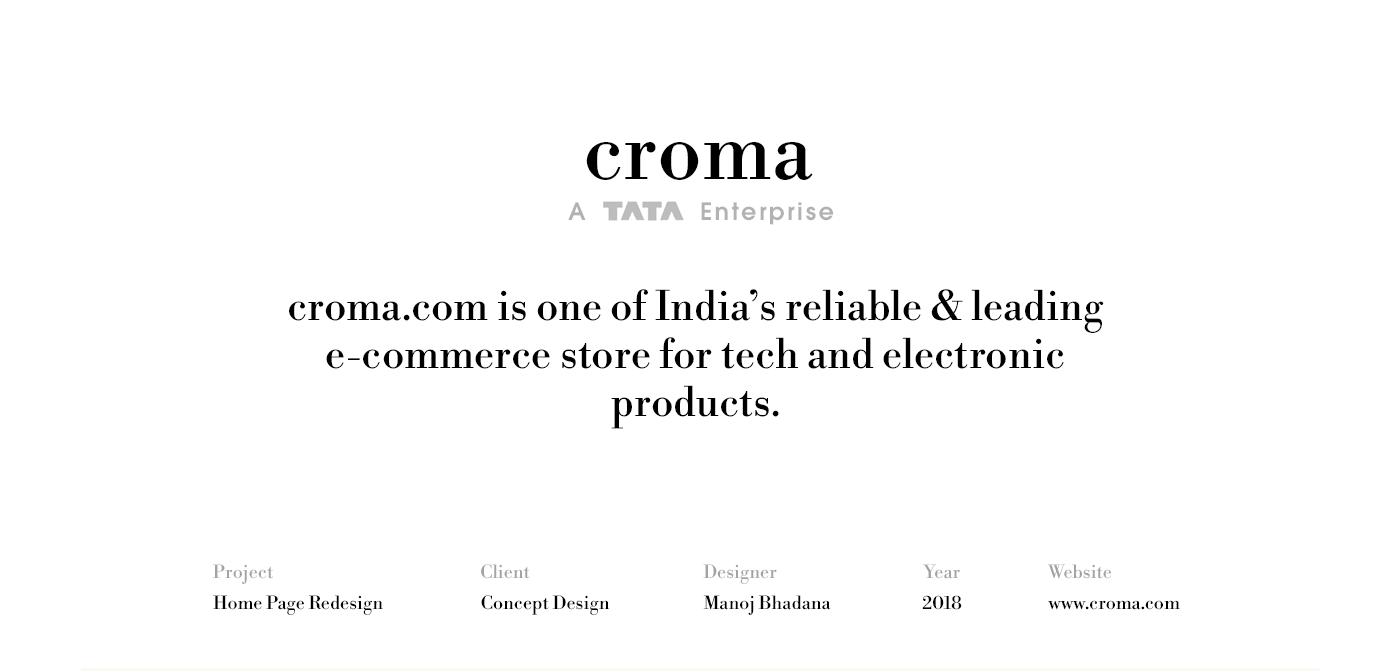 Website Ecommerce croma website redesign clean website Shopping Manoj Bhadana Webdesign