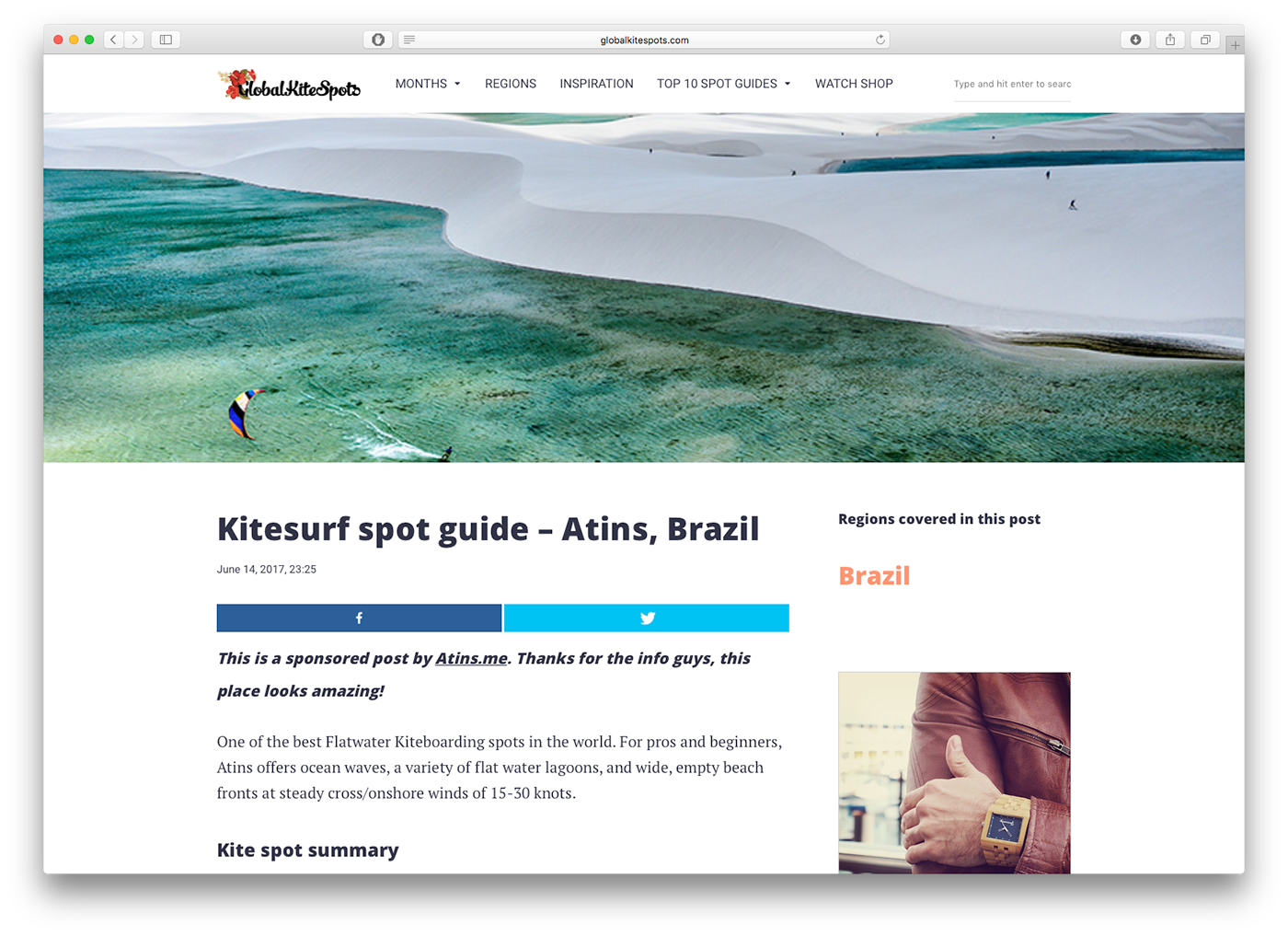 Responsive Mobile first Kitesurf UI ux Web Design  Side project
