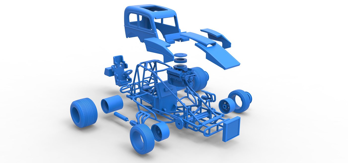 race car v8 toy 3D printable hot rod sprint car super hot rod super rod