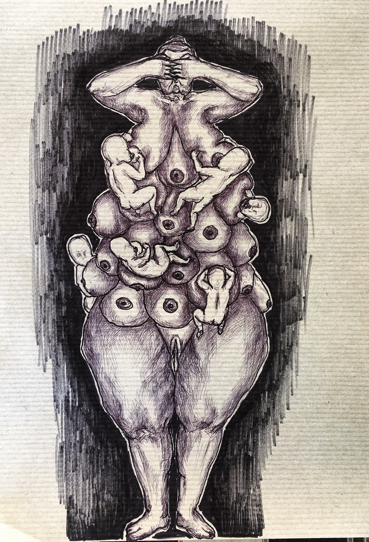 Drawing  disegno feministart figure feminist mother goddess newborn venus