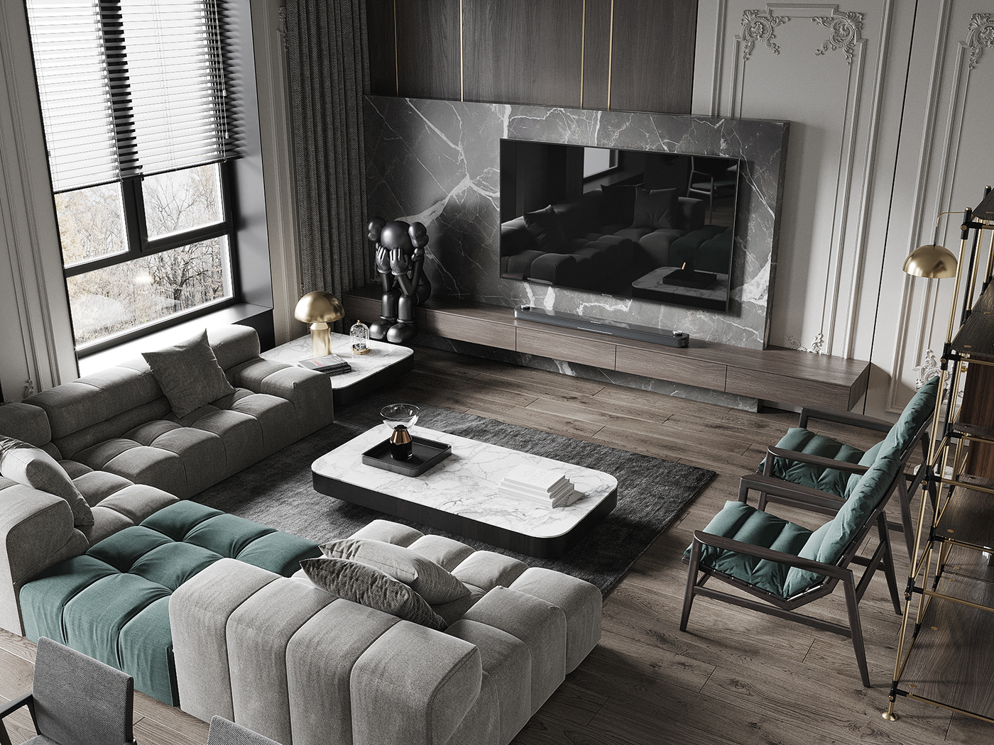 apartment corona design Interior interior design  kitchen living room minimalist modern visualization