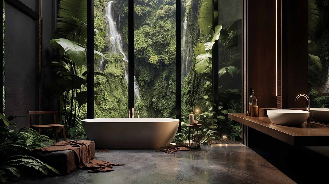 bali ubud luxury villa rainforest midjourney interior design  architecture Life Style