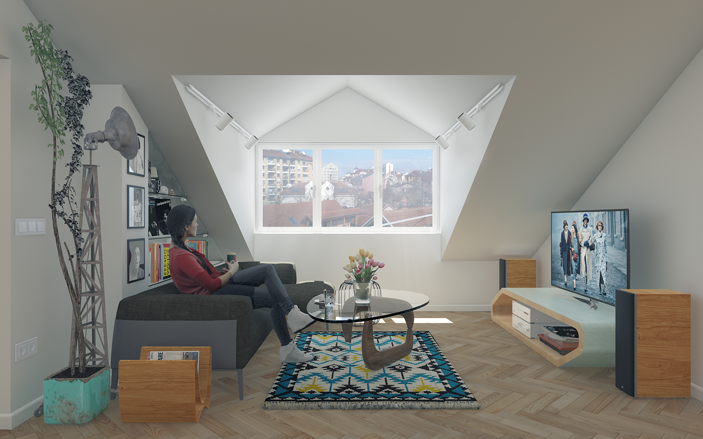 LOFT interior design  residental architecture 3ds max Adobe Photoshop furniture