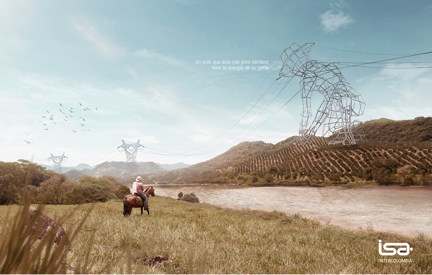 campo field ciclista colombia paisaje Torres towers energia energy Fotografia 3D publicidad
