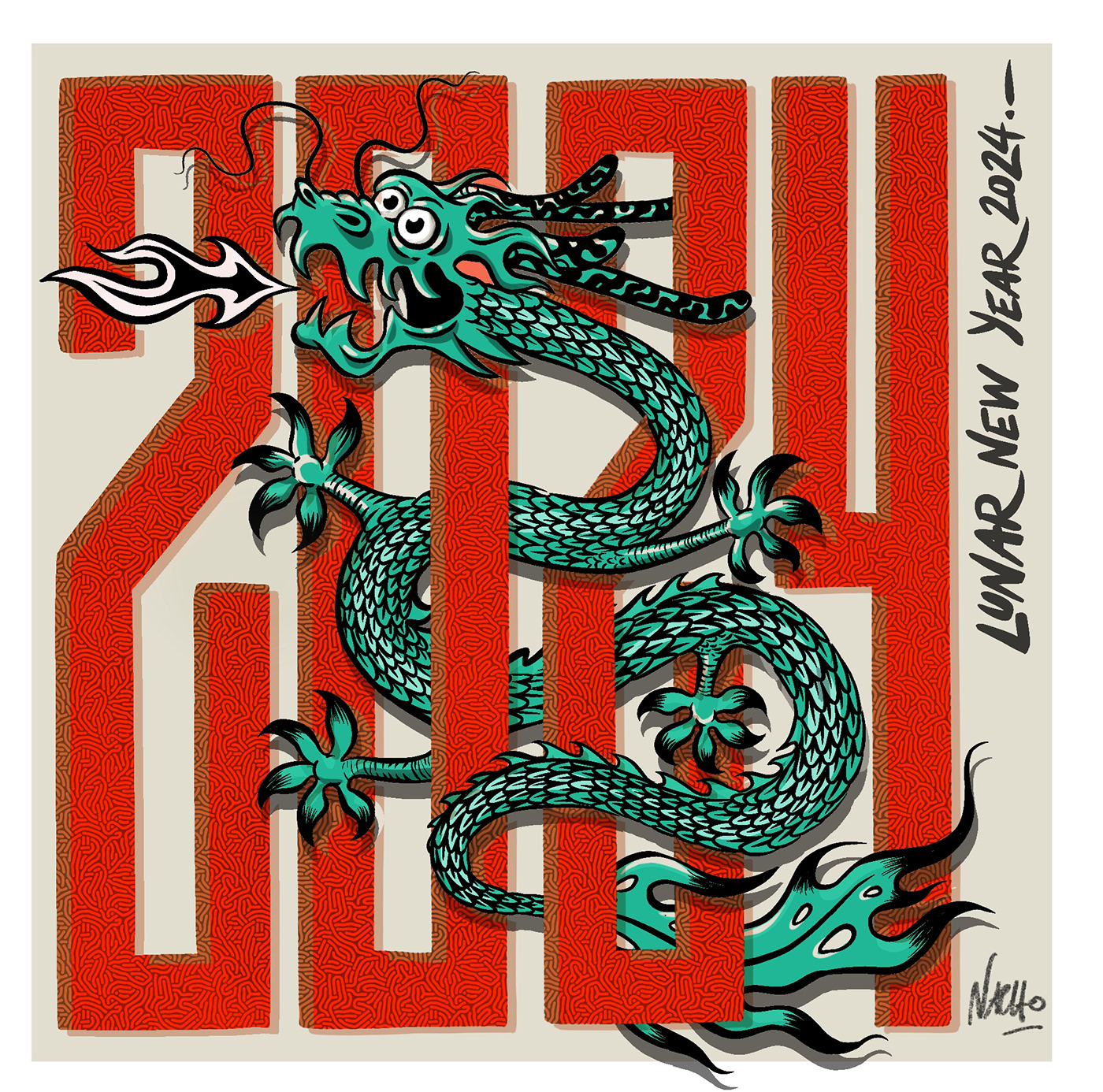chinesenewyear Lunar New Year 2024design dragon illustrator DragonDesign Dragonface