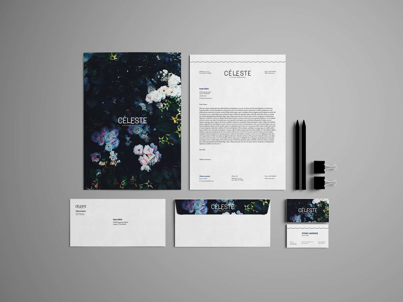 Packaging Website Web Design  perfume stationary Logo Design Flowers black minimal UI
