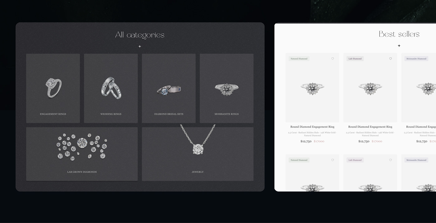 jewelry store e-commerce Ecommerce Retail luxury Jewellery UI/UX Website Web Design  store
